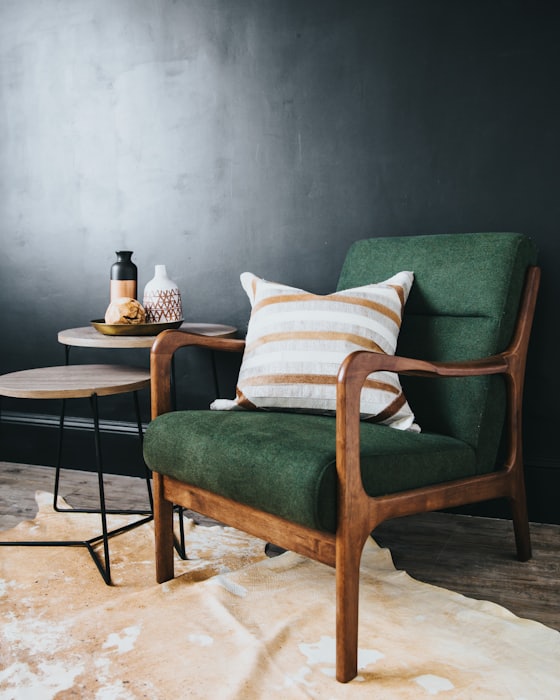 Danish armchair, green wool